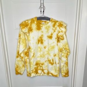 CLARE V.  Tie Dye Ruffle Sweatshirt
